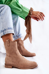 Women's Suede Flat Heel Boots Beige Fiorenz