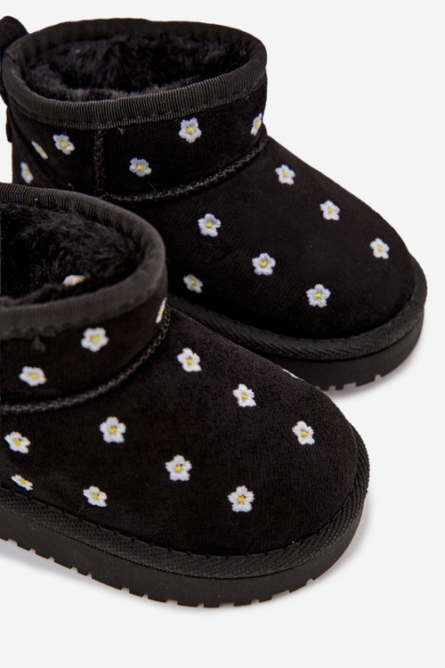Children's snow boots with flowers black Gracina