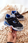 Dziecięce Sportowe Buty Czarno-Niebieskie Linen