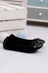 Mobi Black Suede Ballerinas With Bowtie