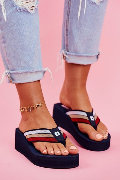 Japonki Klapki Koturn Big Star Granatowe FF274A301