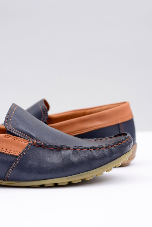 Neex | Navy blue Leather Men's slip-on Pardon moccasins