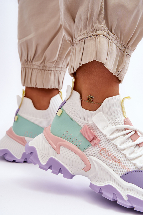 Women's Sock Sneakers White-purple Keaton