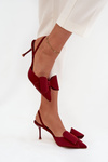 High heels with open heels and bow Bordeaux Eklevia