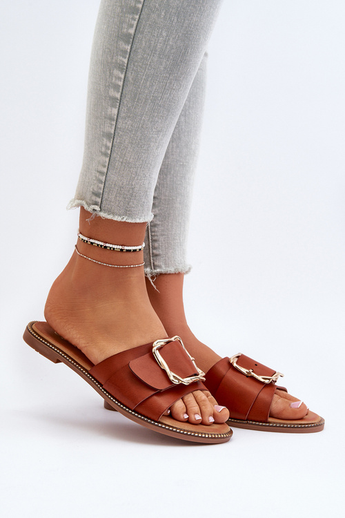 Women's sandals with strap and buckle Camel Opahiri