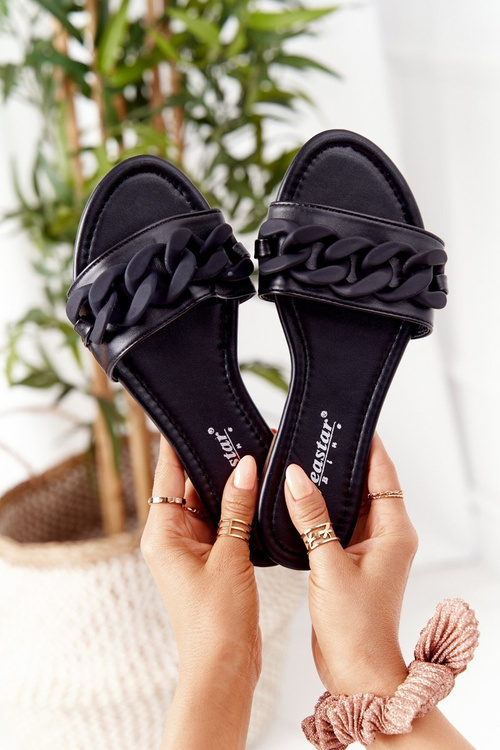 Leather Slippers With A Chain Black Step By Step