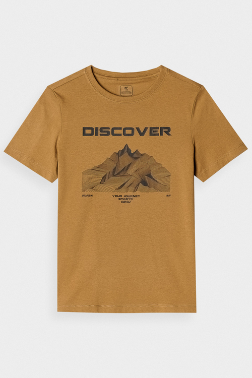 T-Shirt With Print For Boys 4F 4FJWAW24TTSHM1553-74S Yellow