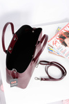 Women's Maroon Shopper Handbag + Cosmetic Bag