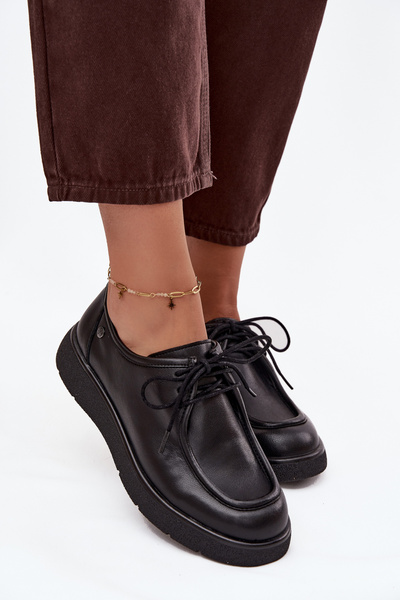 Damskie Półbuty Skóra Naturalna Czarne Maciejka K7189-01