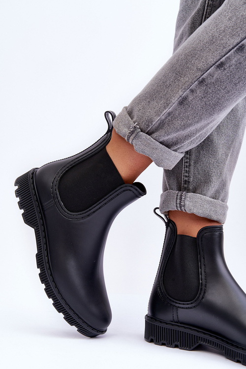 Kalosze Matowe Damskie Wsuwane Czarne Helinca HM48