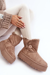Women's Platform Snow Boots with Faux Fur Beige Wikasem