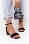 Suede High Heel Sandals Black Long Island