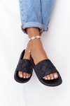 Women's Black Rubber Slippers Let's Swim