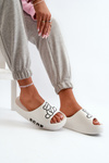 Women's Foam Slides on Chunky Sole with Bear White Lamira