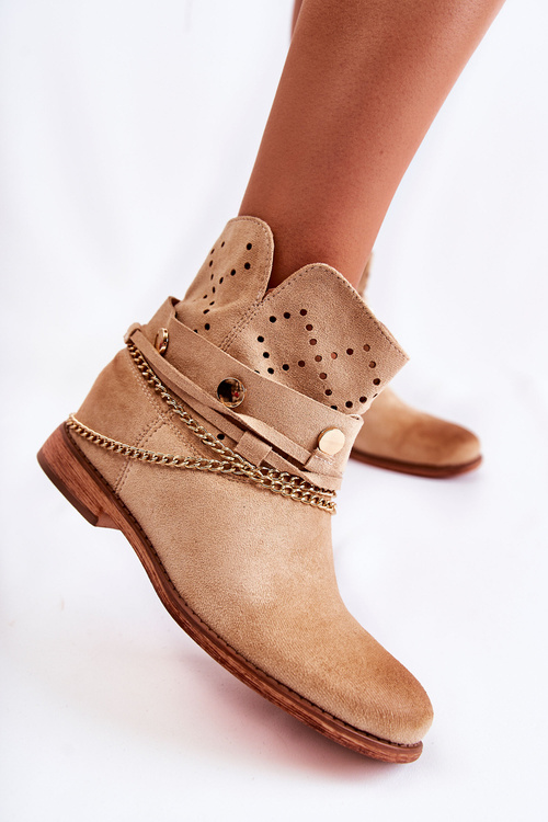 Suede Boots On Hidden Wedge Beige Verine