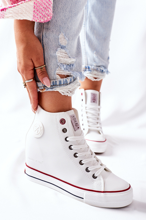 Leather Wedge Sneakers Cross Jeans II2R4024 White