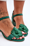 Suede Sandals with Flower S.Barski 04 Green