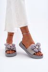 Women's Grey Sandals with Decoration on Low Platform Cedrella