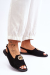 Suede Flat Sandals With Decoration Nicole 2744/002 Black