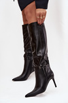 Women's High Heel Boots with Strap Black Lisanne