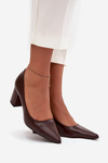 Chunky Heel Shoes With Pointed Toes Chocolate Ryvessa