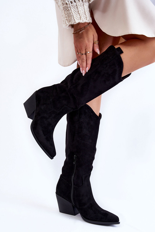 Women's Suede Cowboy Boots black Alaina