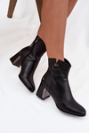 Insulated leather ankle boots on heel Maciejka K7203-04 Black