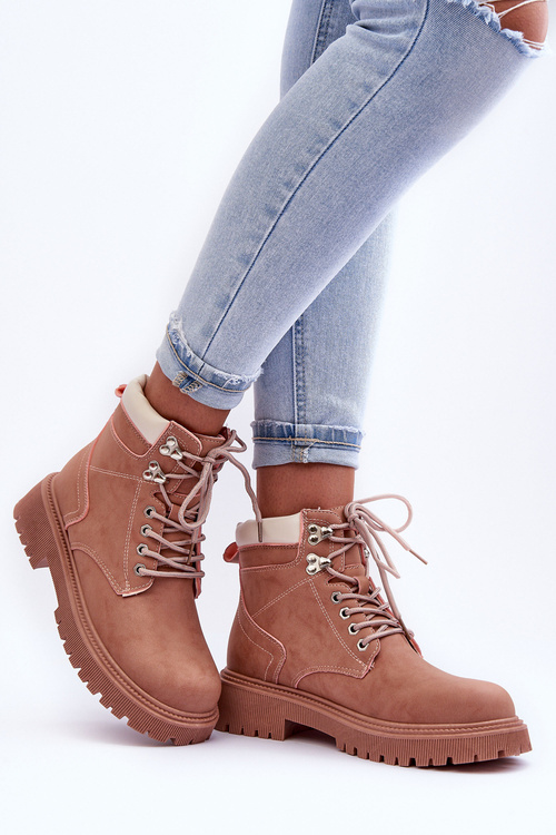 Trapery Damskie Ocieplane Różowe Poles 9501-PA