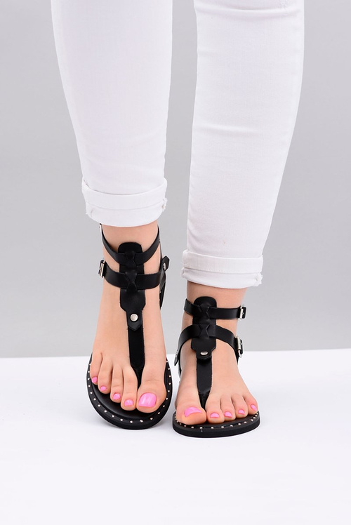 Lu Boo | Women's Sandals Black Gladiator Flip Flops Achilla