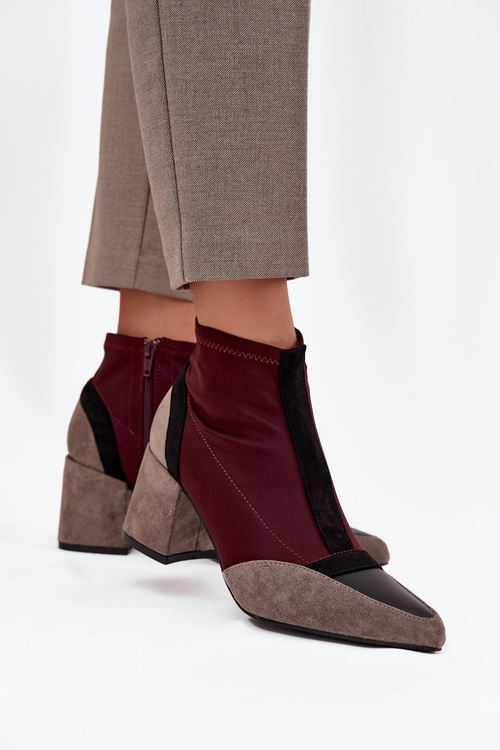Women's ankle boots with chunky heel zip Bordeaux Delvane