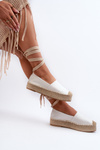 Women's White Lace-Up Platform Espadrilles with Braiding Tailesse