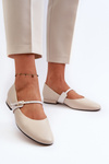 Women's Leather Ballerina Flats Laura Messi 2774 Beige