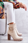 leather boots on a post with a decorative belt Beige Maresol
