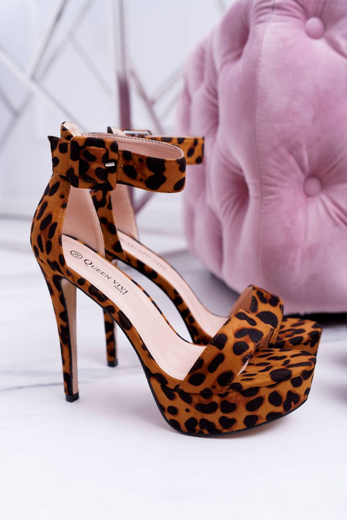 Sandały Damskie na Szpilce Platforma Leopard Welbos