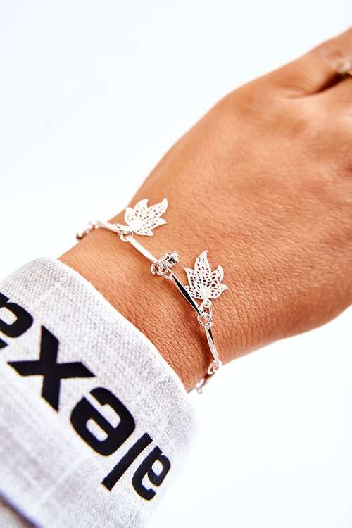 Bracelet Leaf Pendants Silver Mossali