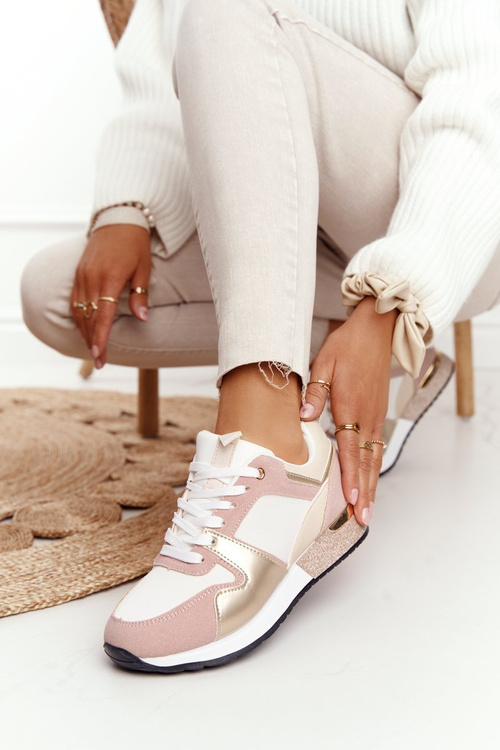 Women’s Sport Shoes Sneakers Beige With Glitter Belinda