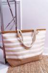 Large Beach Bag Shopper Handbag Beige
