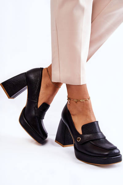 Czółenka Skóra Czarne Lewski Shoes 3195/2