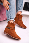 Women's Boots With Chain And Hidden Wedge Suede Camel Eliza