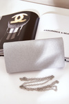 Elegant Clutch Bag With Glitter Silver Remiala