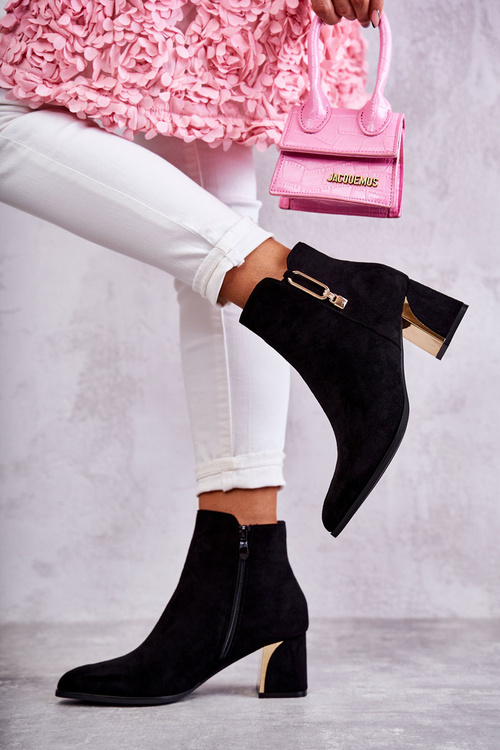 suede boots on a post with a decoration Black Erine
