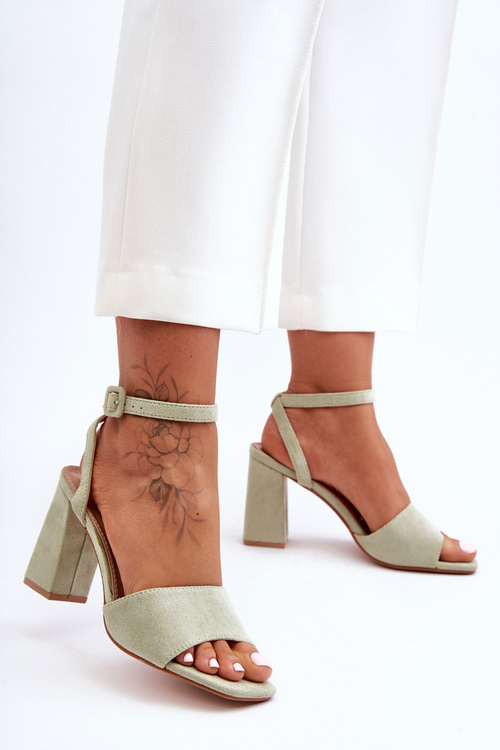 Sandały Zamsz Obcas Zielone Harriet BL6522
