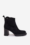 Suede Leather Women's Ankle Boots Vinceza 91142 Black