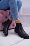 Women's Boots Flat Heel Leather Black Barski W1901