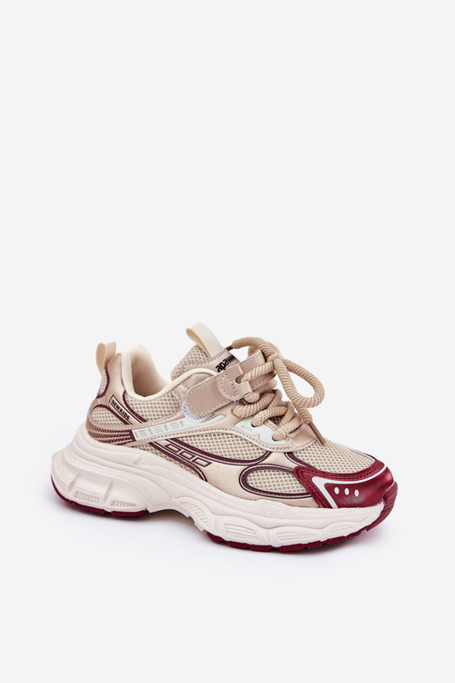 Lightweight Kids Sneakers On Thick Sole Gold Xairana