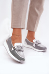 Leather Women's Moccasins With Decoration D&A LR51-966 Silver