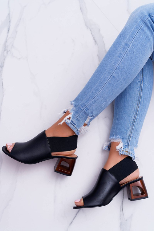 Laura Messi 1919 Leather Strapless Sandals Black