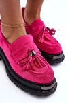Women's Suede Loafers Moccasins Fuchsia Ramvli