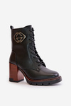 Warm Women's Ankle Boots On Heel Black Vinceza 58359