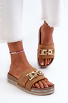Women's Platform Slides With Decoration Camel Vapireta